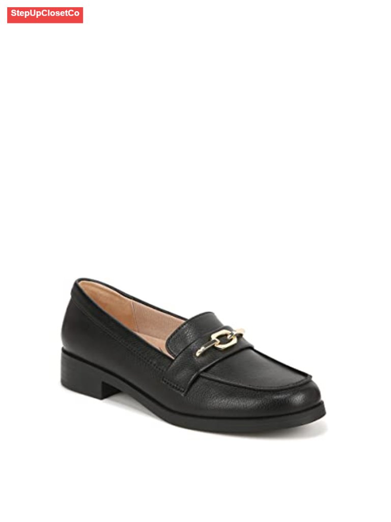 Women's Faux Leather Slip-On Loafer With Metallic Link Detail